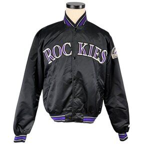 Vintage Colorado Rockies Starter Jacket Black Satin L MLB Authentic 90s Diamond